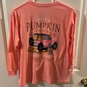 Simply Southern Long Sleeve Fall Pumpkin Patch Jeep Youth Shirt ~ Large ~ NWT